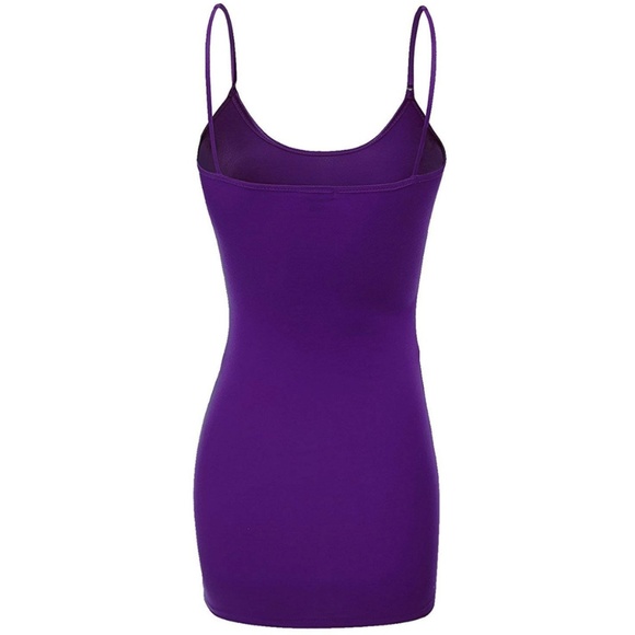 Camisole Tank Top Women's Plus Size Long D Purple - Picture 2 of 4